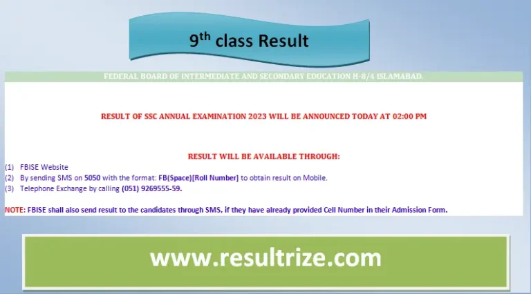 9th Class Result Federal Board 2023